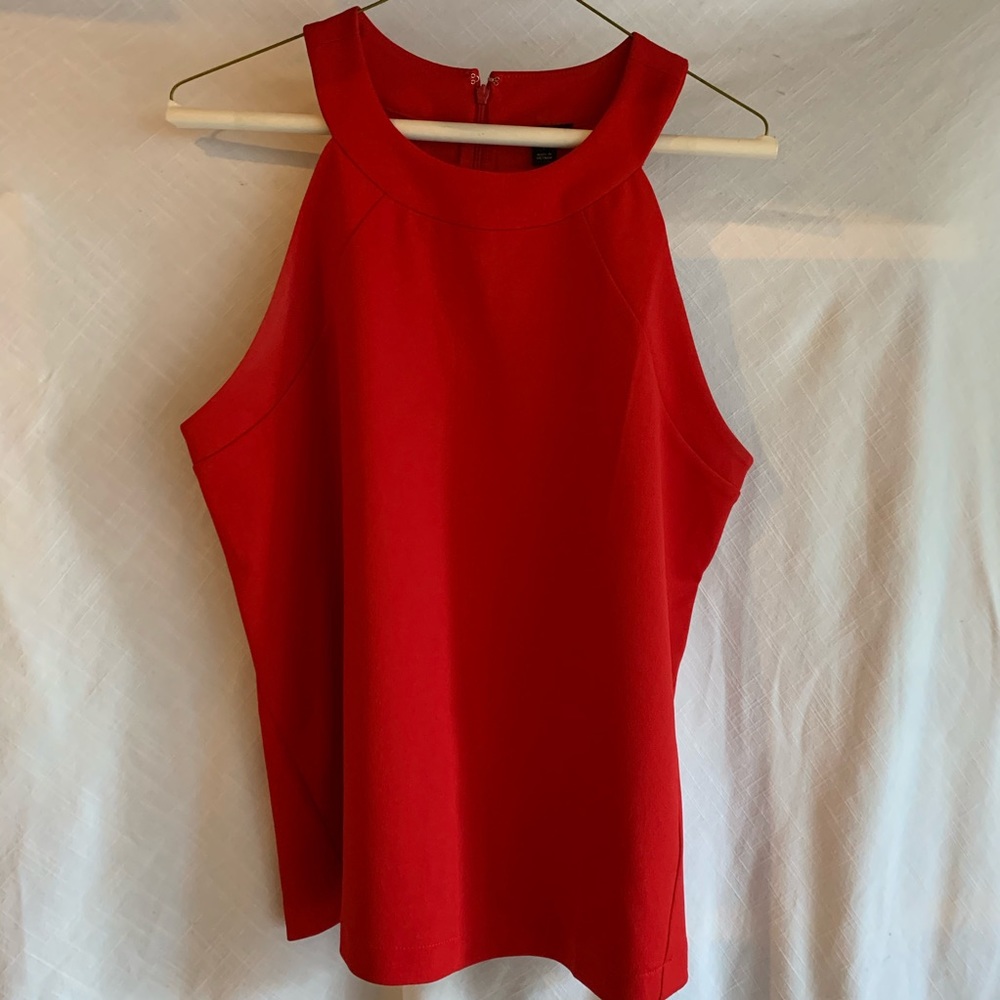 Ann Taylor red sleeveless blouse size L